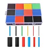 Schrumpfschlauch Set, 850 Stück Schrumpfschläuche Sortiment 2:1 Schrumpfverhältnis Schrumpfschlauchset Isolierschlauch für Kabel EVA Material 5 Farben Länge 45mm