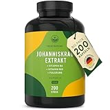 Johanniskraut Kapseln hochdosiert - 200 Kapseln mit Vit. B6 (trägt zu einer normalen psychischen Funktion bei) sowie Folsäure & B12 - natürliches Hypericin & Hyperforin - Made in Germany - TRUE NATURE