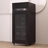 Mobiles HiFi-Audio-Rack - Verstellbarer Medienturm mit Regalen & Schubladen, schnelle Wärmeableitung, Video-Komponente für Büro & (Schwarz, Groß)
