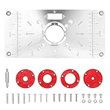 LumenTY Router-Tischplatte Router Platte Oberfräse 235 mm x 120 mm Aluminium Router Tischeinsatzplatte mit 4 ABS-Einsatzringen und Montageschrauben für Holzbearbeitun Schnitzerei