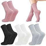 Utensilsto 4 Paar Pilates Socken Yoga Socken Damen Rüschen Socken Antirutschsocken Stoppersocken für Pilates Barre Ballett Tanz Fitness Reha EU 36-41