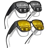 2 Stück Überzieh Sonnenbrille Herren Damen, Fit Over Brille Überbrille für Brillenträger Polarisiert UV400 Überziehbrille