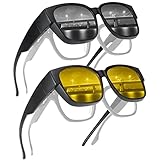 2 Stück Überzieh Sonnenbrille Herren Damen, Fit Over Brille Überbrille für Brillenträger Polarisiert UV400 Überziehbrille