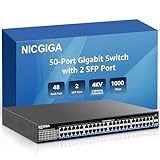 NICGIGA 48 Port Gigabit Ethernet Switch Unmanaged + 2 x 1G SFP Port, Network Switch, Rack Mount, Plug and Play