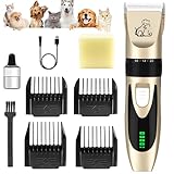 Anluomania Leise Hundeschermaschine Profi, Schermaschine Hund Katze, Tierhaarschneidemaschine Elektrische, wiederaufladbar Haarschneidemaschine, Tierhaarschneider für kleine und große Hunde, Katzen