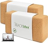 BACKLAxx® Yoga Block 2er Set aus Kork - 100% nachhaltiger Yogablock, perfektes Yoga Zubehör und Pilates Zubehör, 2 Yoga Blöcke als Yoga Set inkl. Anwendungsvideos, Yogablock 2er Set, Yogablöcke