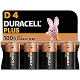 Duracell Plus D Batterien, LR20, 4 Stück, Alkaline Batterien D für Alltagsgeräte