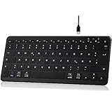 Qulose Kabellose Bluetooth Tastatur, Wiederaufladbare Mini Tastatur Type-C, Funk Tastatur, Ultraslim Ergonomisches Design, Deutsches QWERTZ Layout, für Android/iOS/Windows 11/10/8, Schwarz