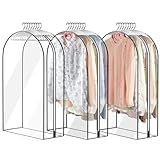 Transparente Kleidersäcke, Kleidungsbeutel zur Aufbewahrung – 3 x transparente Kleiderabdeckung mit Reißverschluss, wasserdichter Schutz für Kleidung