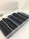 ERAY-Multimedia - Schrumpfschlauch-Sortiment 100-teilig SET, 6 Größen, Schrumpfrate 2:1, 10cm lang, Aufbewahrungsbox, Isolierung (10cm, Schwarz, 100)