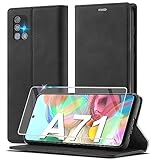 Handyhülle für Samsung Galaxy A71 Hülle Leder [Mit A71 Schutzfolie] für Samsung Galaxy A71 Hülle Klappbar Leder Flip Wallet Stoßfeste Case Schutzhülle Klapphülle für Samsung Galaxy A71 Hülle Holster