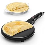 SNAILAR Crepes Maker, Elektrischer CrêpeMaker mit Griff, Antihaftbeschichtung, Heizfläche mit Ø 20 cm, 800W, Automatische Temperaturkontrolle, Einfache Bedienung, Für Crepes, Pancakes und Taccos.