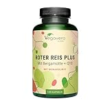 Roter Reis Plus Kapseln Vegavero® | 2,9 mg Monakolin K | Komplex mit Bergamotte + Artischocke + Q10 | Red Yeast Rice | Flavonoide & Antioxidantien | Ohne Zusatzstoffe | Vegan