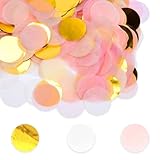 30g Konfetti Gold Rosa,Konfetti Geburtstag Hochzeit Streudeko Papier Confetti,Glitzer Farbpapierfetzen Bunt Groß für Hochzeit, Geburtstag, Taufe, Valentinstag(2.5cm)