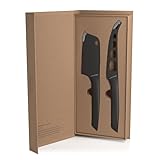 LARS NYSØM Käsemesser Set 2-Teilig I Messerset Edelstahl I Hochwertiges Käseschneider-Set aus Edelstahl bestehend aus Käsemesser für Weichkäse und Käsebeil für Hartkäse (Carbon Black)