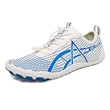 I Base Barfuss Schuhe Damen,Sommer Leichtoutdoor Sportlich Minimalismus Schnell Trocknend Bequem Strand Wasserschuhe,Anti-Rutsch Super Atmung Zehenschuhe Herren (Weiß und Blau,43)