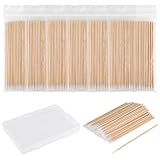 600 Stück Wattestäbchen Holz Spitz, Reinigungsstäbchen, Microbrush Stäbchen Wattestäbchen, Wattestäbchen Spitz für Tattoo, Augenbrauen, Beauty, Lippenstift, Wimpern, Make-Up, Nagel Zubehör