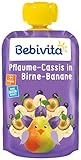 Bebivita Drück Mich Quetschbeutel, Drück Mich Pflaume-Cassis in Birne-Banane, 6er Pack (6 x 120 g)