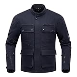 IRON JIA'S Motorradjacke Herren alle Jahreszeiten mit CE-Panzerung, herausnehmbarem Futter Vintage-Schutzausrüstung für lässiges Motorradfahren Schwarz XXL