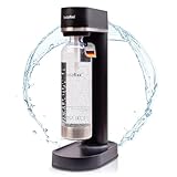 Sodafixx Wassersprudler Schwarz - Soda Maker + 1 PET Wasserflasche 0,85L - Sprudelwasser Maschine ohne Strom - Wasser Sprudel Gerät für 60L CO2 Zylinder - Sprudelwasser Flasche - Soda Wassersprudler