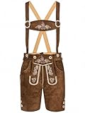 Herren Feldberg Lederhose kurz Trachtenlederhose Trachtenhose Männer kurz (48, mittelbraun)