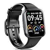 Smartwatch Damen Herren, Fitnessuhr mit 1,69 Zoll HD Farbdisplay, 25 Sportmodi Fitness Tracker Uhr mit Pulsmesser Schlafmonitor, IP68 Wasserdicht Sportuhr mit Schrittzähler Stoppuhr Watch (Schwarz)