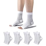 TOMILIOLD 4 Paar Kompressionssocken Damen Herren Medizinisch Socken, Orthopädische Kompressionssocken für Arthritis Gelenkschmerzen (Weiß, 38-42)