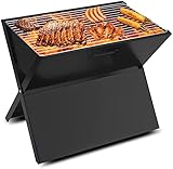 Tragbarer Holzkohlegrill mit Stativ-Design für Outdoor BBQ Leichter Smoker und Tischgrill für 3 5 Personen Kompakt und Faltbar 40 x 28,5 x 30 cm