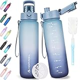 AOPREL Trinkflasche 1l, Wasserflasche BPA-Frei aus Tritan, Sport Trinkflasche Kohlensäure geeignet, Auslaufsicher 1 Liter Flasche für Fitness, Wandern, Camping, Schule und Büro