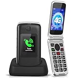 Tosaju 4G Seniorenhandy ohne Vertrag Klapphandy Mobiltelefon Einfach Großtasten Handy für Senioren mit Ladestation Notruftaste Dual-SIM 1200 mAh Akku Lange Standby 2,8 und 1,77 Zoll Farbdisplay