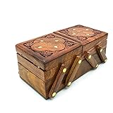 CRAFTCASTLE Damen-Schmuckkästchen aus Holz, Messing, mit Klappklappe, handgefertigt, Braun, 20,3 x 10,2 x 7,6 cm (L x B x H)