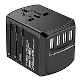 Evershop Reiseadapter Reisestecker Weltweit 224+ Ländern Universal Travel Adapter mit USB und AC Steckdosenadapter Internationaler Netzadapter für Deutschland USA UK Italien Europa Dubai China Usw