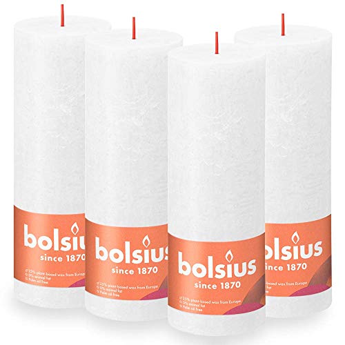 bolsius - 4x Rustik Kerze - Weiß Unparfümierte 19 x 7 cm