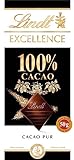 Lindt EXCELLENCE 100 % Kakao - Edelbitter-Schokolade | 50 g Tafel | Extra kräftige Bitter-Schokolade | Intensiver Kakao-Geschmack | Dunkle Schokolade | Vegane Schokolade | Schokoladengeschenk