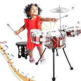 Schlagzeug Kinder Trommel Set, Musik Kinderschlagzeug Musikinstrumente Set, Jazz Rock Drum Set, Baby Percussion Lernspielzeug Schlagzeug Geschenk für Kleinkinder 1 2 3 4 5 6+ Jahr Jungen Mädchen