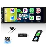 DAB/DAB+ Autoradio 1 Din mit Carplay Android Auto, 6.86 Zoll Touch Display Bildschirm Media Receiver mit Mirror Link Bluetooth FM Radio USB/EQ Lenkradsteuerung+Rückfahrkamera+Mikrofon Player