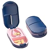 Tablettenteiler,Tablettenteiler für Kleine Tabletten,Tragbarer Tablettenspalter,Tablettenschneider mit Aufbewahrungsfach,Tablettenbox Pillendose für Reise & täglichen