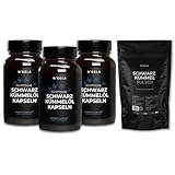 Nigela Schwarzkümmelöl Kapseln Bundle - 2000mg pro Tagesdosis - Ägyptisches Schwarzkümmelöl ungefiltert - Hochwertige Schwarzkümmel Öl Kapseln aus Deutschland - 3x 180 Stück