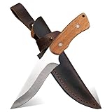 Esie Houzie Bushcraft Messer, Outdoor Halsmesser Survival, Aus Full Tang-Kohlenstoffstahl Mit Scheide Für Den Gürtel, Für Camping, Schnitzen, Wandern, Outdoor Abenteuer Und Jagdmesser Geschenk