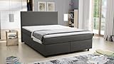 Kuechen-preisbombe Boxspringbett Hotelbett 140x200 Bonellfederkern Bett mit Topper Paxos 2 grau