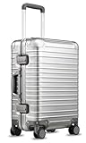 LUGGEX Aluminum Koffer & Trolleys, Stabil Hartschalekoffer ohne Reißverschluss, Alu Reisekoffer mit 4 Doppel-Spinner Rollen, TSA-Zahlenschloss(Silber, 55 cm, 40L)