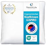 Kopfkissen 80x80 inSPIRO vom Preisträger des Innovationspreis Ergonomie 2025, Ergonomisches Schlafkissen für Seitenschläfer, Rückenschläfer, Bauchschläfer, Ideales HWS Nacken-Kissen, Pillow made in EU