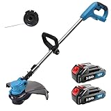 18V Akku-Rasentrimmer –​​ Inkl Spule, Sicherheitsschutz,großer Schnittdurchmesser，Kompatibel mit Makita 18V-Akkus(Inkl. 2 x 3,0 Ah Akkus + Ladegerät)