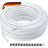 SCHWAIGER 9581 Koaxial-Kabel 25m 135dB Antennen-Kabel Sat-Kabel 75 Ohm TV-Kabel 5-fach geschirmt Feuchtigkeitsresistent 8.2mm Kabeldurchmesser weiß inkl. F-Stecker