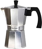 WECOOK! Paola Espressomaschine für die Herdplatte, Espressokocher, Italienischen Kaffee, Moka-Kanne Kaffeebereiter Aluminium, 1 Tasse, Silikondichtung, Sicherheitsventil, Vitrokeramik, Gas