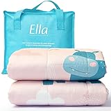 Ella Kinder Gewichtsdecke 2,4 kg 90x120 cm – Therapiedecke, für Stressabbau & Angstzustände, Hypoallergene Glasperlen, weiche & kühlende Baumwoll- Außenschicht, für Kinder von 15-25 kg – Hippo