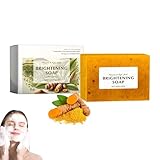 Symbolty Kurkuma-Aufhellungsseife,Turmeric and Kojic Acid Soap,Aufhellende Seifenstücke,Vitamin C Seifenstück Badeseife,Natürliche Zitronen-Kurkuma-Kojisäure-Gesichts und Körperseifen (1)