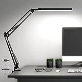 SKYLEO Schreibtischlampe LED Dimmbar - LED Desk Lamp mit Clip - Augenschutz LED Schreibtischleuchte - 3 Lichtmodi x 10 Helligkeitsstufen - Schwarz