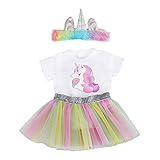 ZWOOS Puppenkleidung für New Born Baby Doll, Einhornmuster Strampler und Rock und Stirnband für 18' Puppen (40-45 cm), 3er-Set