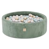 MISIOO Bällebad mit Schaumstoff-Füllung - 90x30cm - 200 Bälle für Bällebad - Hochwertige Bällebad Bälle für Kinder - Weiches und Sicheres Spielzeug - Waschbar